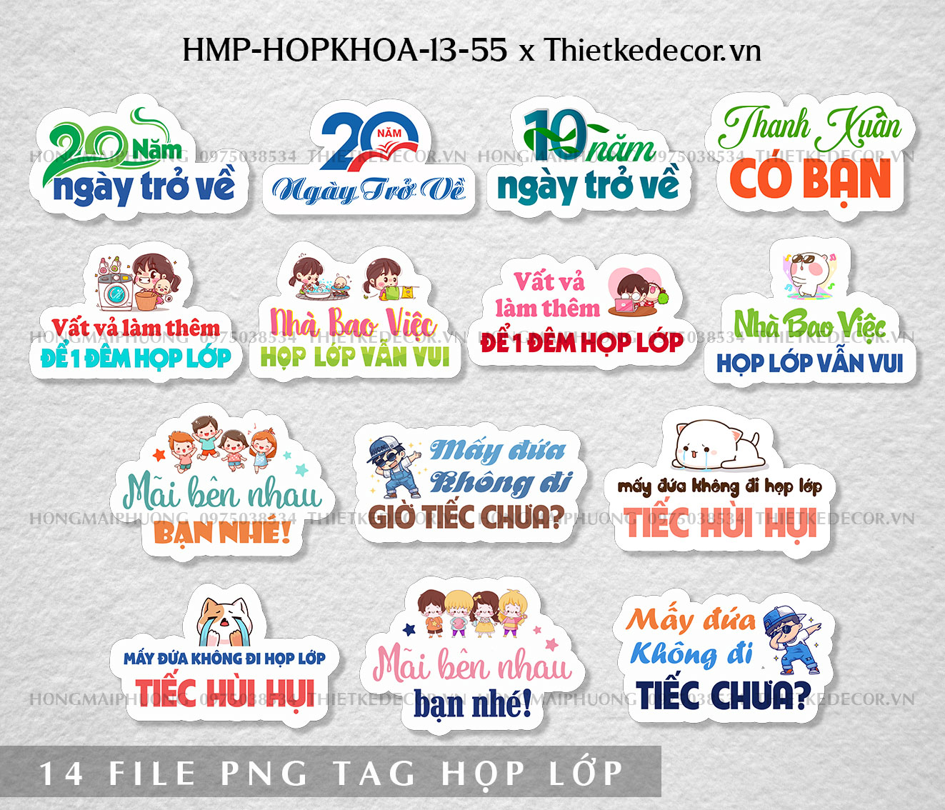 Set 14 tag họp khóa dễ thương